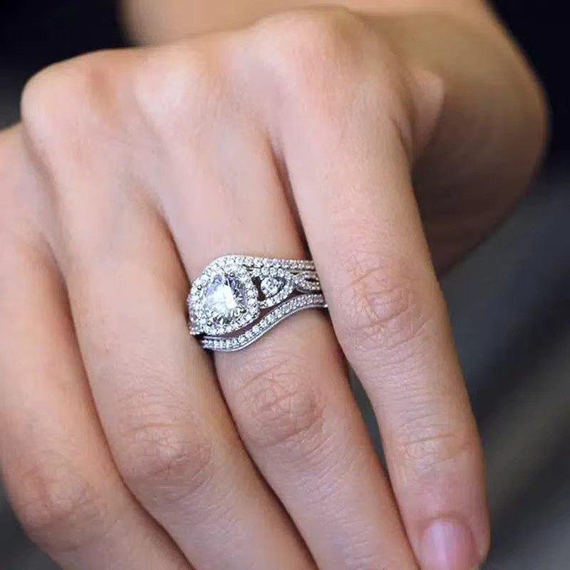 Huitan Ringe Set, Silber, Zirkonia, Damen - Bild 3