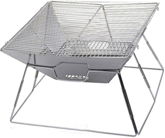 Aimo Barbecue Grill aus Edelstahl, tragbarer und faltbarer Holzkohlegrill in Silber für Outdoor, Camping und Picknick - Bild 1