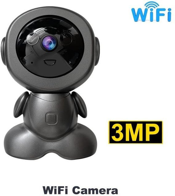 LS VISION Mini WiFi IP Kamera V380 Roboter Baby Monitor mit 3MP, Bewegungserkennung und Zwei-Wege-Audio, Schwarz - Bild 1