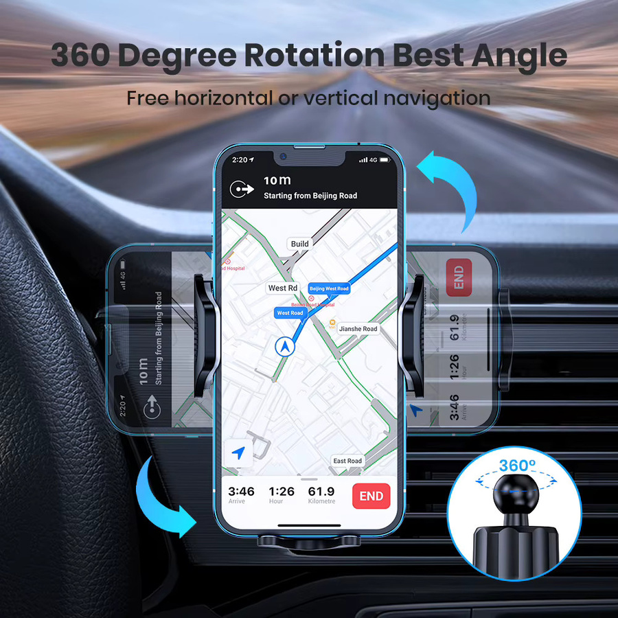 Roadease Universal-Autotelefonhalter für Lüftungsschlitze in Schwarz, Handyhalterung für iPhone, Samsung, Xiaomi und Huawei - Bild 5