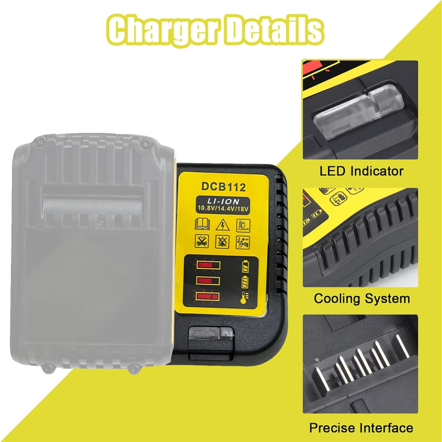 Dewalt DCB112 Batterieladegerät für 10,8 V, 12 V, 14,4 V, 18 V und 20 V Akkus - Bild 4