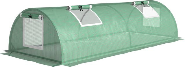 Outsunny Mini Tunnelgewächshaus aus UV-beständiger PE-Folie mit Mesh-Fenster in Grün, B/T/H: 200 x 80 x 45 cm - Bild 1