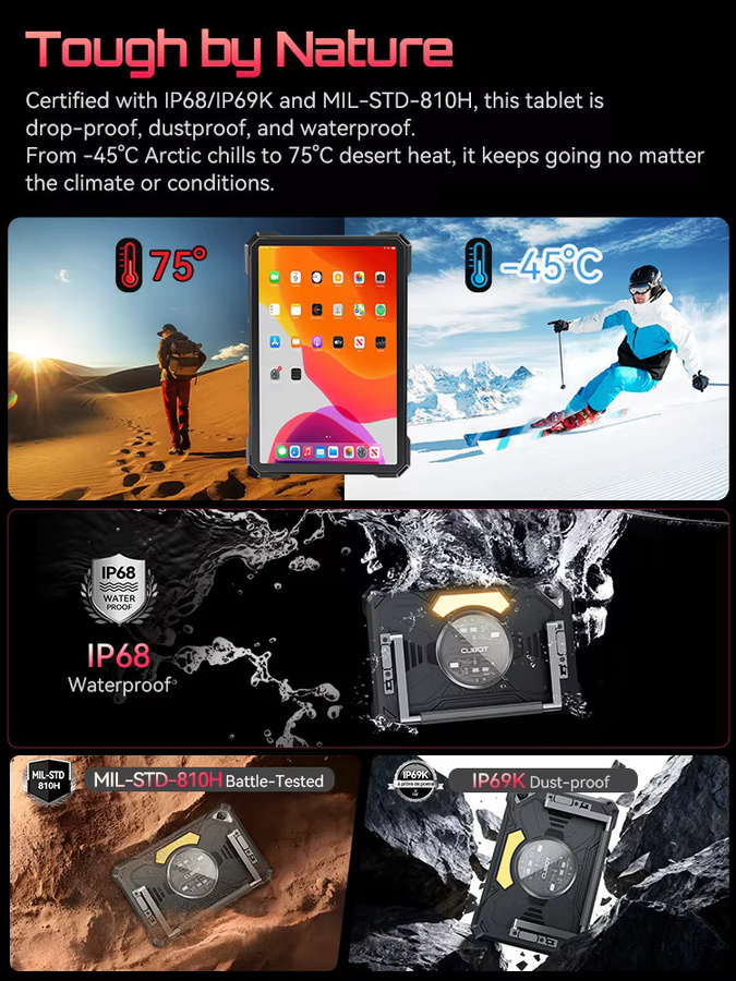 Cubot TAB KingKong S Android 15 Tablet in Schwarz mit 10,1 Zoll 90 Hz Display, 256 GB Speicher, 6 GB RAM, 15300 mAh Akku und 48 MP Kamera - Bild 4