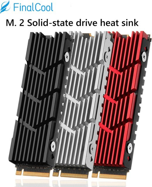 Aluminium M.2 NVMe SSD Kühlkörper für PCIe 2280 Festplatten mit Silikon-Wärmekissen in Schwarz für PC und PS5 - Bild 1