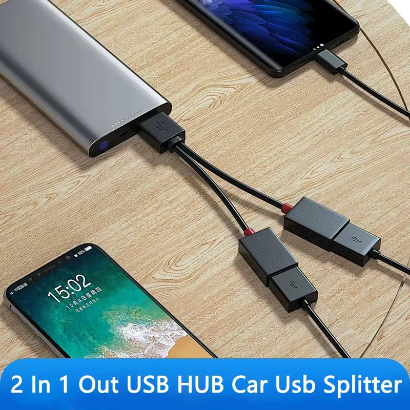 AILEHKUO USB-C 1-in-3 USB-Hub Auto-Splitterkabel als Multifunktionsadapter und Ladekabel für Telefon und Tablet, Schwarz - Bild 2