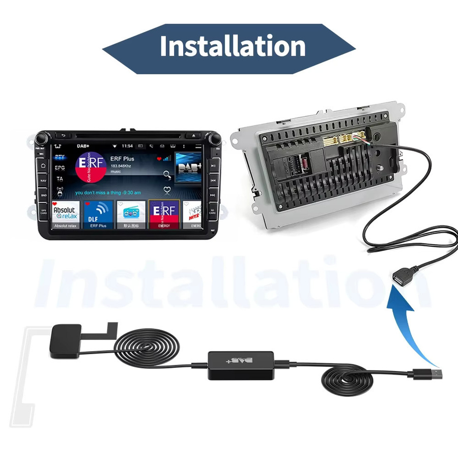 AKAMATE DAB+ Antenne für Android Autoradio mit USB-Adapter, GPS-Stereo-DAB-Empfänger und automatischem Scan in Schwarz - Bild 5