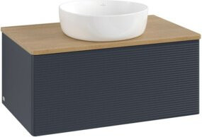 V&B Waschtischunterschrank Antao mit Frontstruktur in Eiche Honig, lackiert, B/T/H: 80 x 36 x 50 cm - Bild 1
