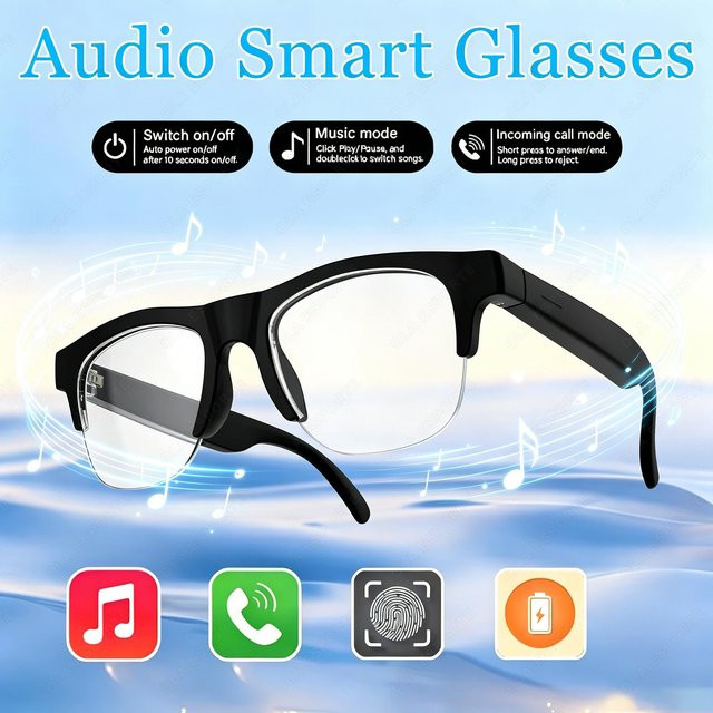 Smarte KI Sonnenbrille mit Kamera, Bluetooth und Touch-Steuerung in Schwarz - Bild 1