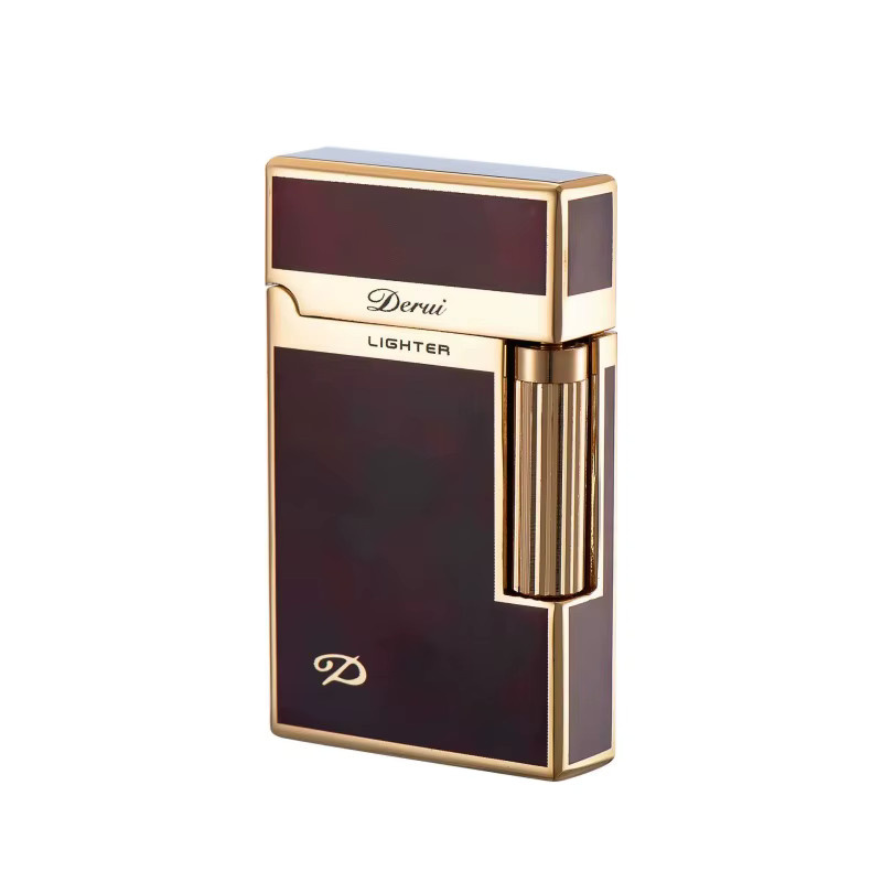 Derui Classic Advanced Steel Ping Sound Butangasfeuerzeug aus Metall in Gold und Purple inklusive Geschenkbox - Bild 3