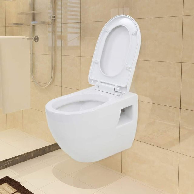 vidaXL Wand-WC aus Keramik in Weiß mit Soft-Close-Funktion - Bild 1