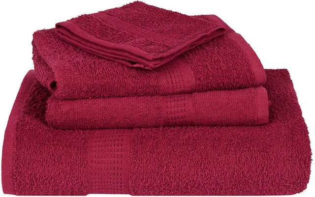 vidaXL Handtuch-Set aus 100% Baumwolle, 10 Stück, Bordeauxrot, B: 50 cm, L: 100 cm, 360 g/m² - Bild 1