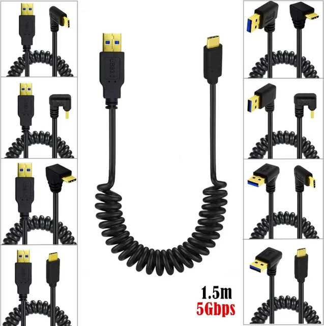BSN USB 3.0 auf USB-C Datenladekabel mit Winkelstecker in Schwarz - Bild 1