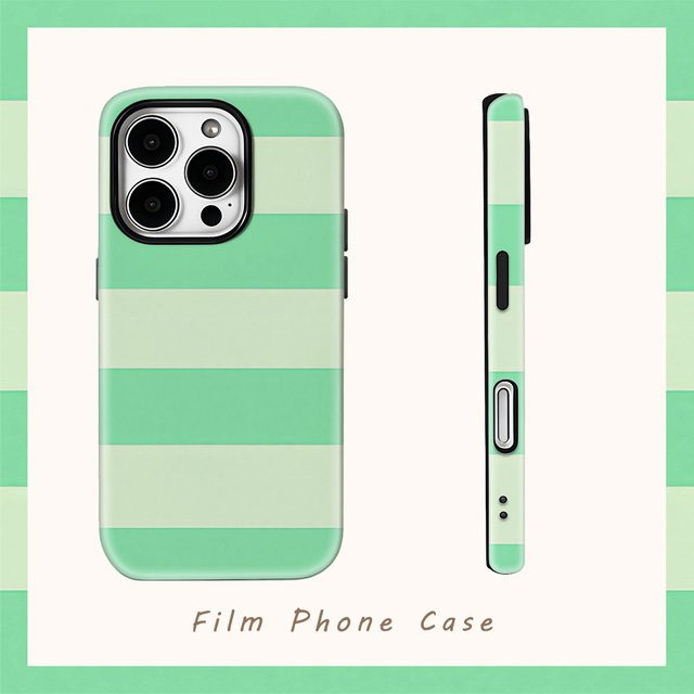 Potdemiel Handyhülle mit grünem Limettenstreifen-Design für iPhone Modelle, doppelschichtige Rückseite - Bild 1