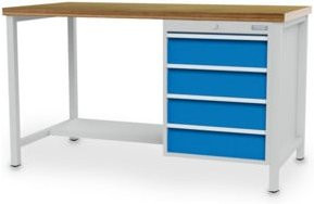 Bedrunka+Hirth Kastenwerkbank R 18-24 mit 4 Schubladen in Weiß, B/T/H: 200 x 75 x 95,9 cm - Bild 1