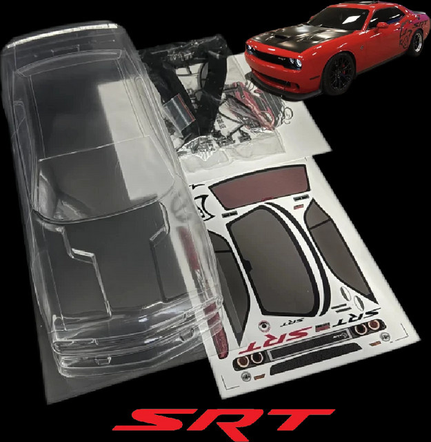 GWOLVES SRT Challenger Hellcat Karosserie, 1/10, mit Spoiler, Rot - Bild 1
