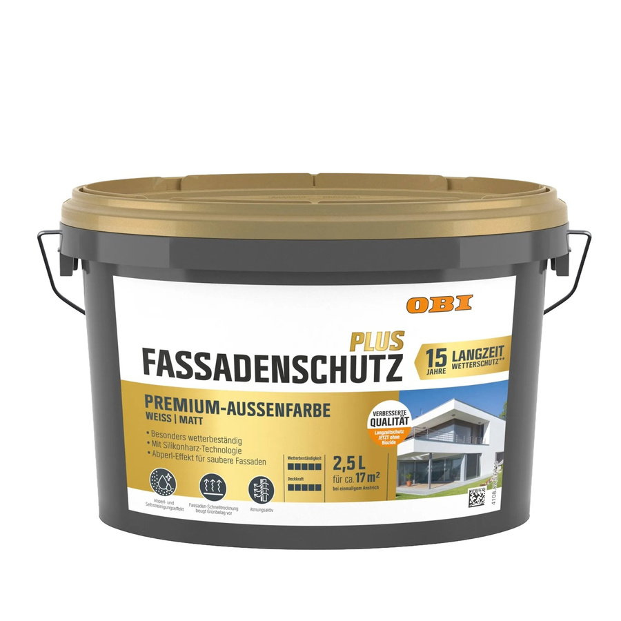 OBI Fassadenschutz Plus Premium-Aussenfarbe Weiß Matt 2,5 l - Bild 2
