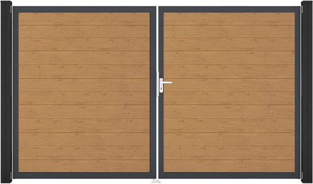 GroJa Tor Basicline Schmal 2-flügelig Asteiche Natur Braun B: 306 cm, H: 180 cm DIN Rechts - Bild 1