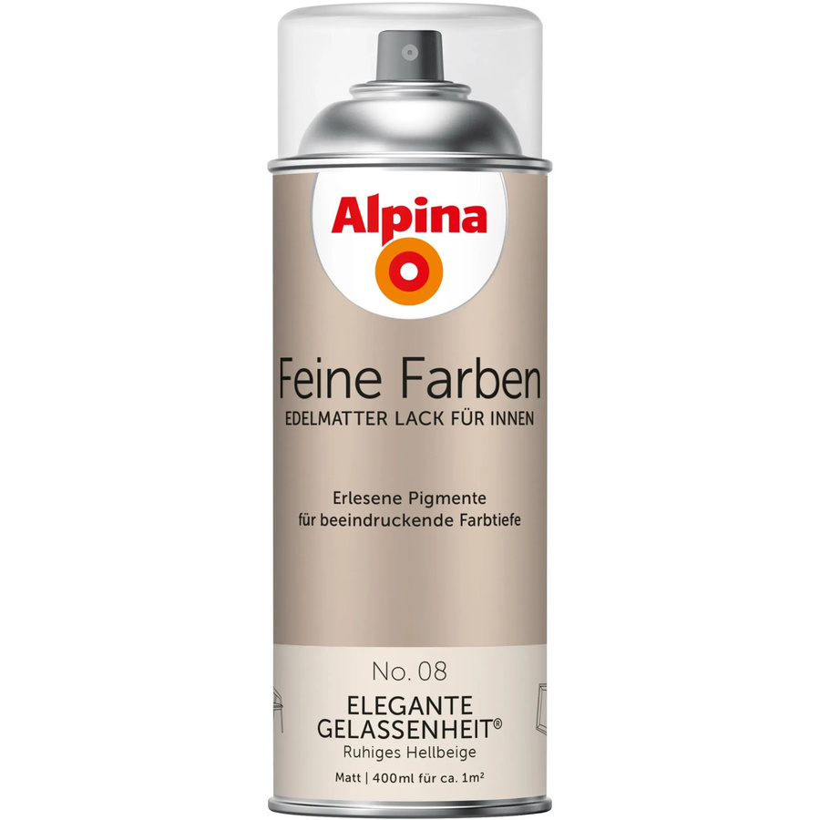 Alpina Feine Farben Sprühlack No. 08 Elegante Gelassenheit Beige Satin-Matt 400 ml - Bild 2