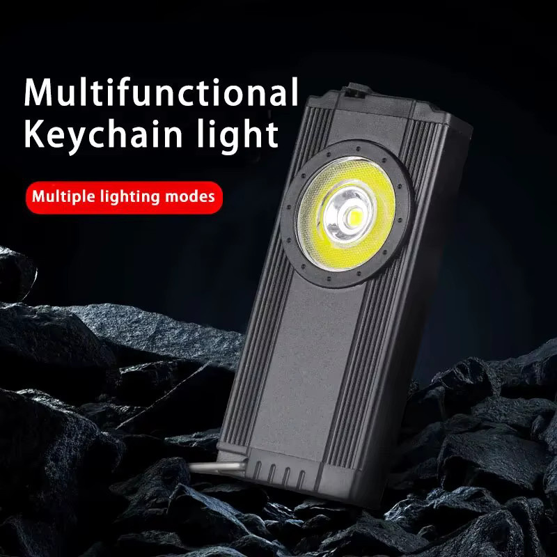 ESMARTER Mini LED COB Taschenlampe in Schwarz, wiederaufladbare EDC-Schlüsselanhänger-Leuchte mit 500 Lumen und Magnetfunktion - Bild 2
