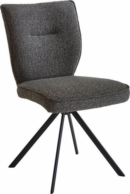 Polsterstuhl STUDIO-LINE von NIEHOFF Sitzmöbel in Schwarz und Grau mit Stoffbezug aus Chenille und Polyester sowie Metallgestell, Breite: 59,0 cm, Tiefe: 48,0 cm, Höhe: 88,0 cm - Bild 1