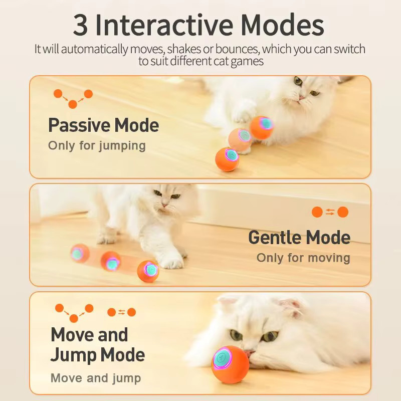 ROJECO Smart Cat Toys Interaktiver Hüpfball, automatisches rollendes Balltraining, elektrisches Spielzeug - Bild 2