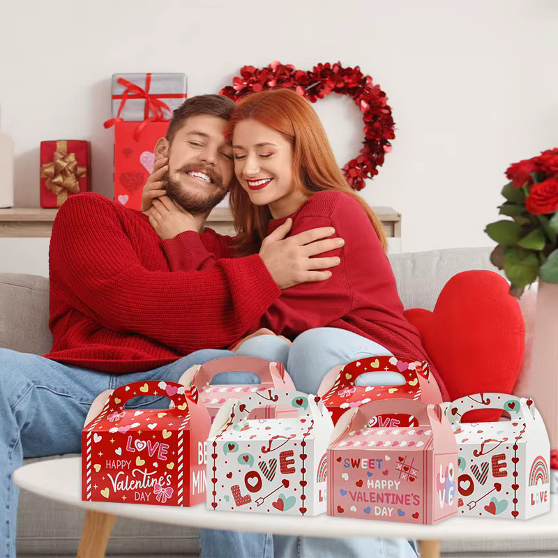 12er Set Valentinstag Geschenkboxen aus Papier in Mehrfarbig - Bild 5