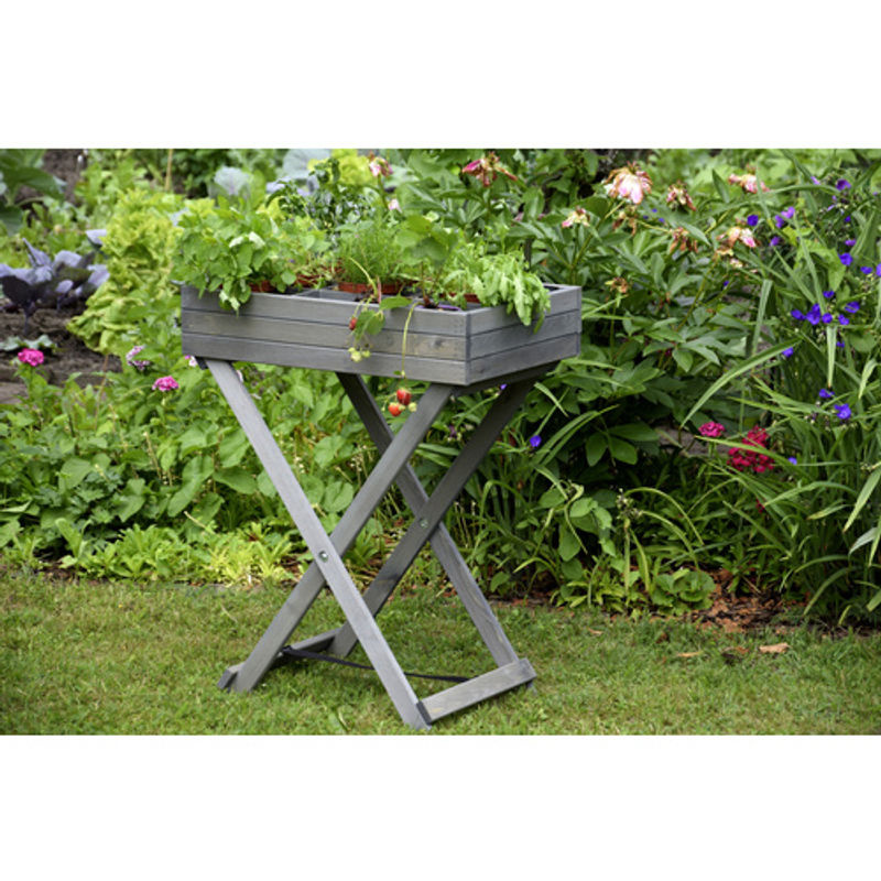 Dobar Klappbarer Kräutertisch aus Kiefernholz in Grau BxHxT: 58 x 75 x 38 cm - Bild 2