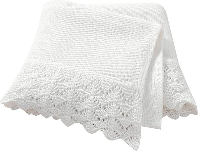 Mimixiong Babydecke aus Baumwolle für Neugeborene in Beige und Weiß, B/B: 90 x 70 cm - Bild 1