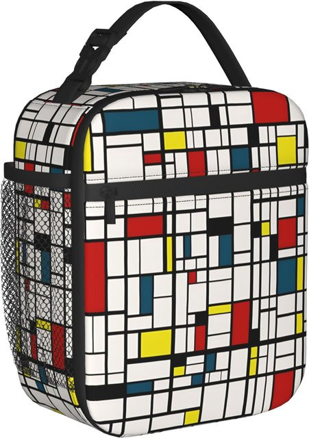 Isolierte Lunchtasche Piet Mondrian De Stijl von Fancy Style Studio, Thermos-Kühltasche für Lebensmittel in Mehrfarbig - Bild 1