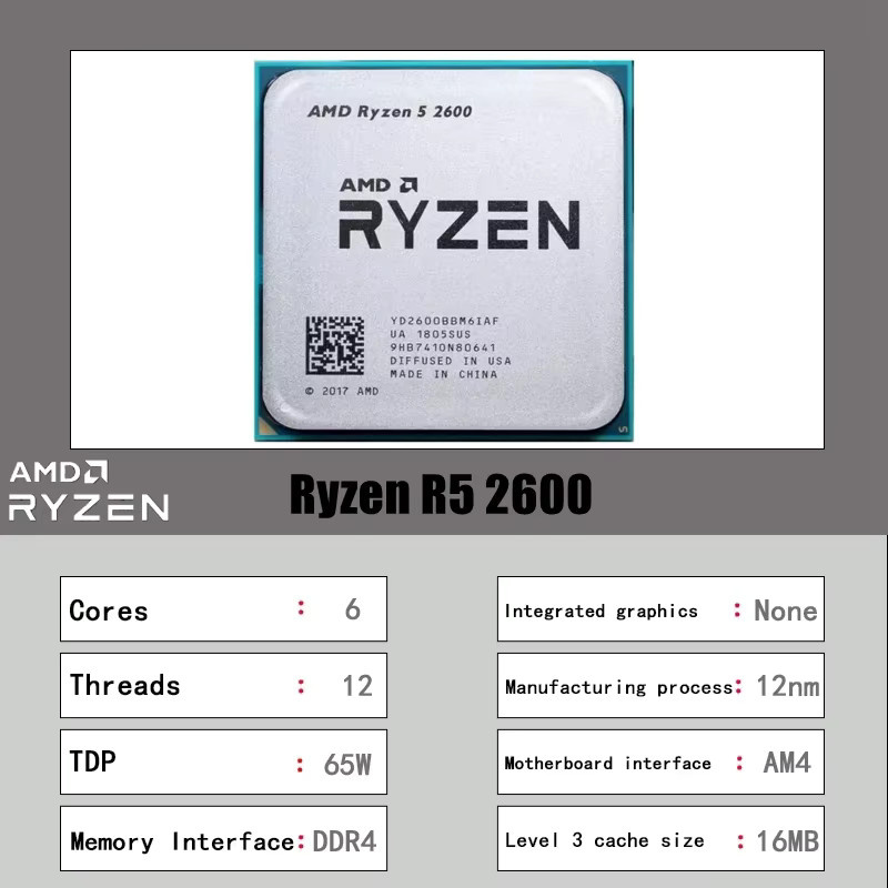 AMD Ryzen 5 2600 Prozessor mit 3,4 GHz, Sechs-Kern, Zwölf-Thread, Sockel AM4, Silber - Bild 3