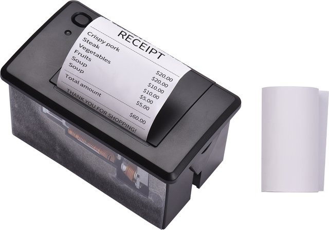 Aibecy Mini-Thermo-Belegdrucker 58 mm in Schwarz mit USB, RS232 und TTL-Schnittstelle, geräuscharm, unterstützt ESC/POS-Befehle - Bild 1