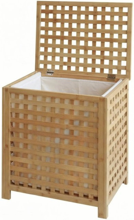 DELUKE Wäschebox KASSEL Wäschesammler aus Holz in Natura Beige mit 70 Litern Volumen, B/T/H: 52 x 39 x 55 cm