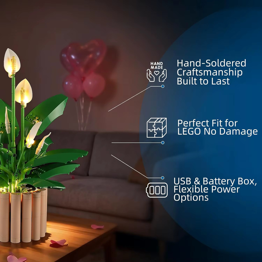HPROSPER LED-Lichterkette in Warmweiß für 11504 Peace Lily mit Batteriekasten - Bild 3