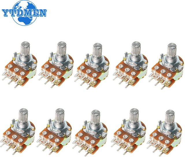 10er Set YTDMEN WH148 Lineare Potentiometer mit 15mm Welle, 6-Pin, Farbe: Silber - Bild 1