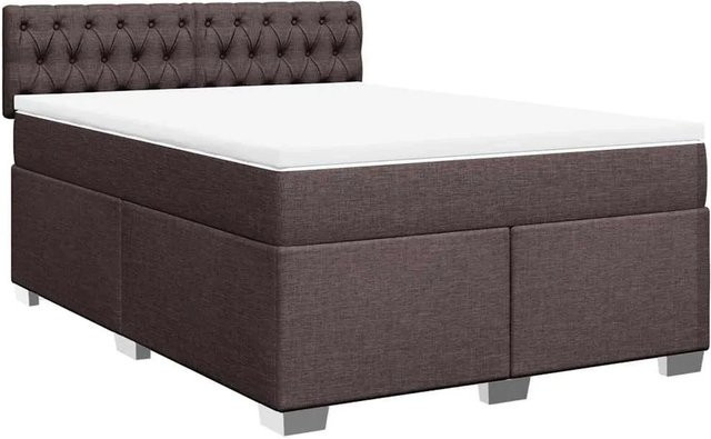 vidaXL Boxspringbett mit Matratze Hybrid-Design in Dunkelbraun und Weiß, B/T/H: 140 x 190 cm - Bild 1