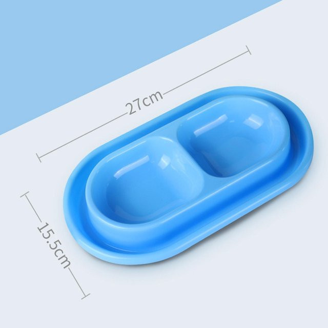 Serenable Katzenfutter- und Wassernäpfe-Set, ameisenresistenter Doppelnapf-Futterspender aus Kunststoff für Kätzchen und Welpen, Grau und Blau - Bild 1