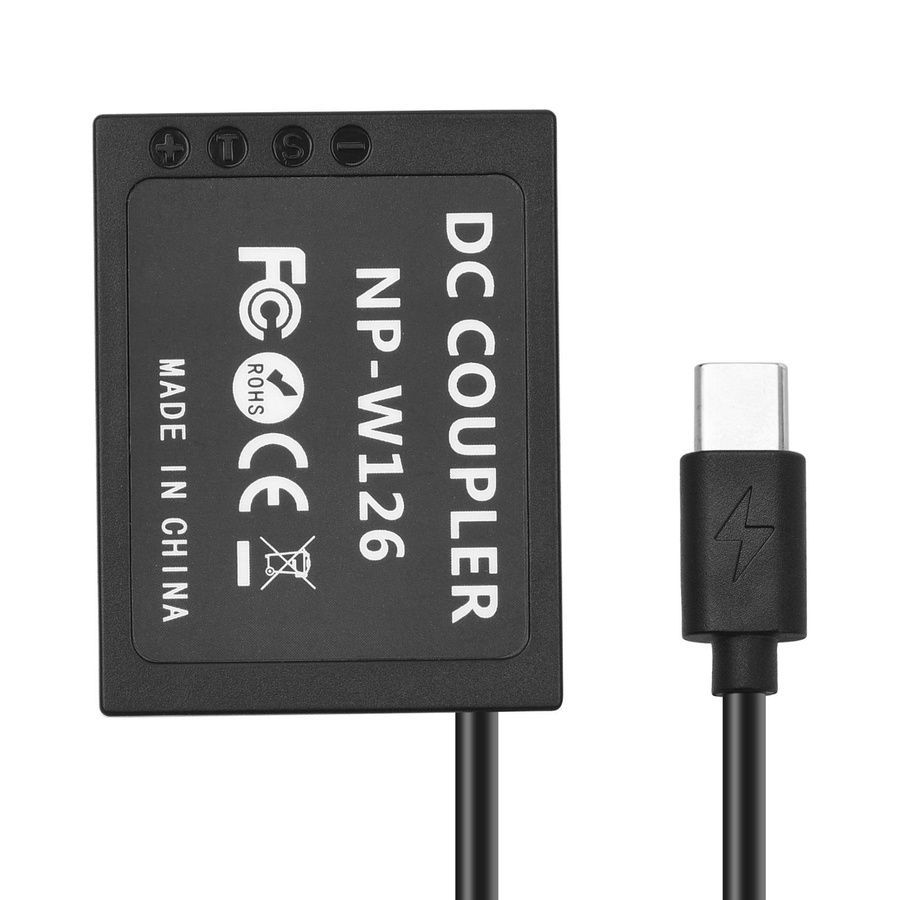 Andoer NP-W126 Dummy-Akku mit USB-C-Adapter, Power Adapter in Schwarz - Bild 2