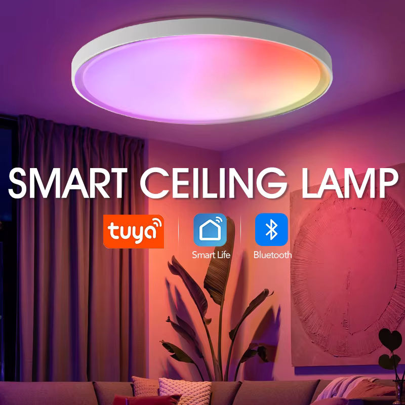 BENEWTON Tuya Smart Deckenleuchte Weiß Rund RGBCW LED Moderne Smart Home Beleuchtung für Wohnzimmer und Schlafzimmer Durchmesser: 45,72 cm - Bild 2