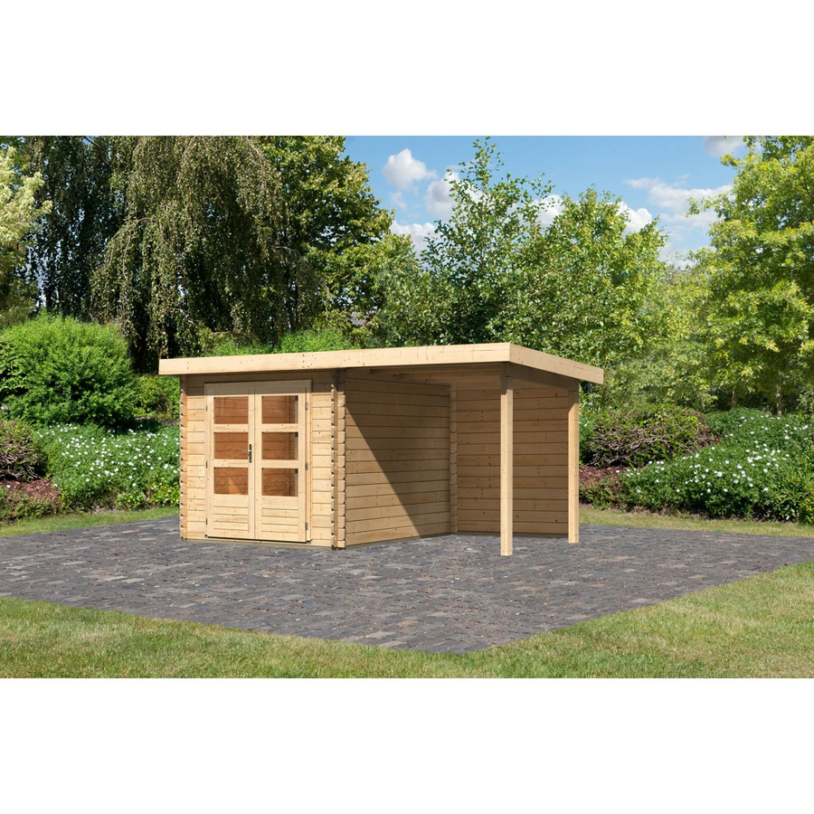Karibu Holz-Gartenhaus Ängelholm in Natur mit Pultdach und modernem Design, B/T/H: 280 x 220 x 222 cm - Bild 2