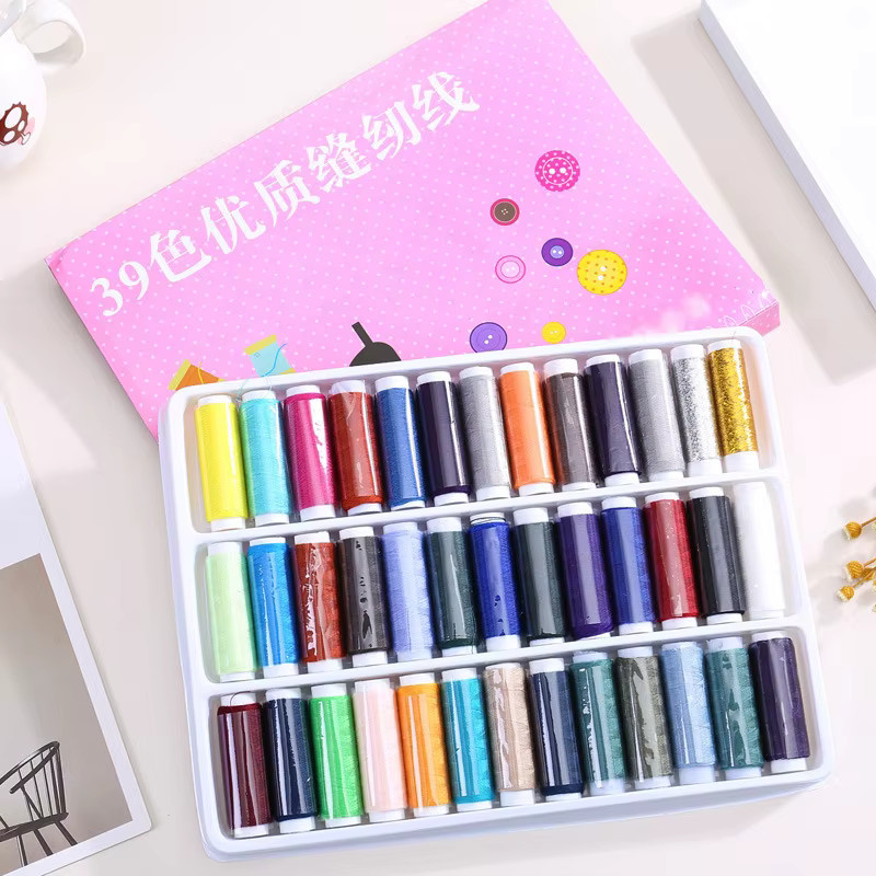 39 Stück Nähgarn Set aus Polyester in gemischten Farben mit je 200 Yard pro Spule für Handstickerei und Heim-Nähprojekte - Bild 3