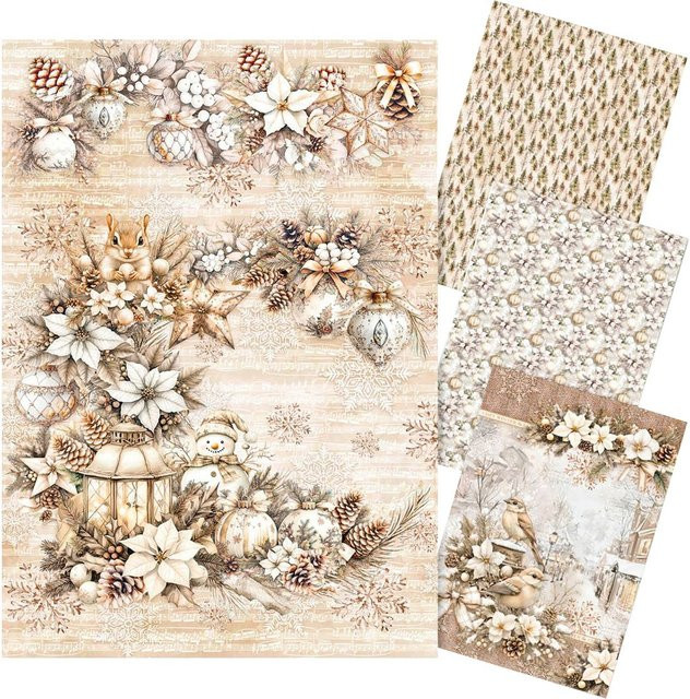 Ciao Bella Motiv-Strohseide Sortiment Winter Season, 4er-Set, Beige und Multicolour, A4 - Bild 1