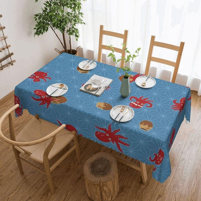 JINGYUE Pet Tischdecke Rechteckig mit Ozeanmuschel-Design in Blau, wasserabweisend und ölbeständig, B: 100 cm, T: 145 cm - Bild 1