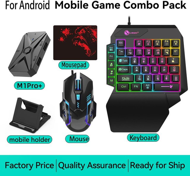 Jiaying M1Pro+ Android Spielecontroller Set mit Tastatur und Maus Konverter in Schwarz - Bild 1
