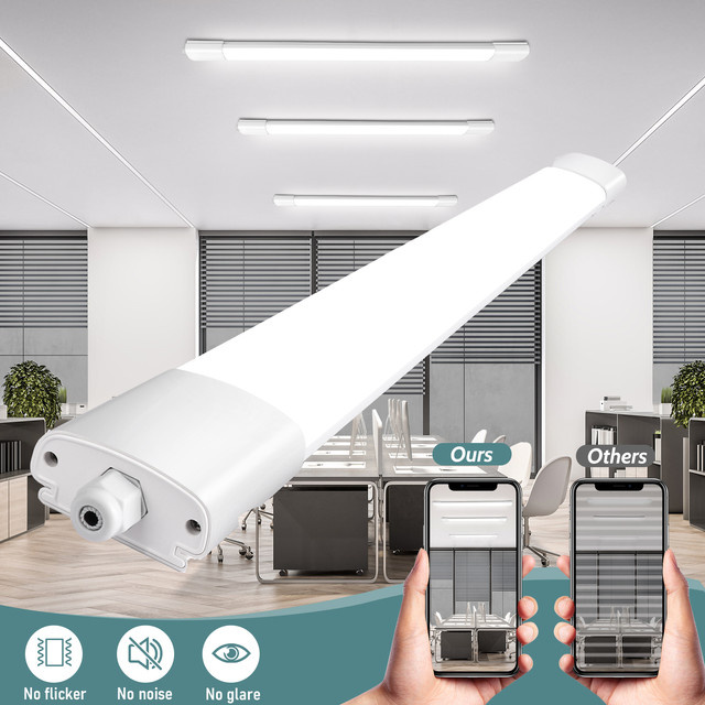 LEOEU LED-Deckenleuchte in Weiß, wasserdichte Röhrenleuchte IP65 für Badezimmer, 36 W, 3960 lm, 4000 K Neutralweiß, Länge: 120 cm, verbindbar - Bild 1