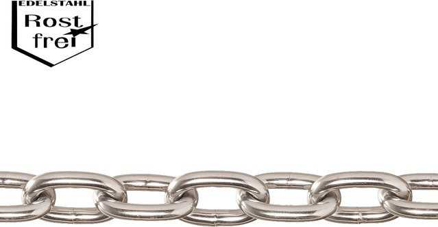 Conacord Rundstahlkette Form A aus rostfreiem Edelstahl in Silber, Durchmesser: 4 mm, Meterware - Bild 1