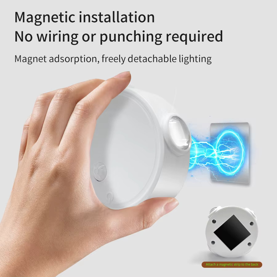 GGBEE RGB Katzenauge Magnetische Wandlampe mit Bewegungssensor und Touch-Funktion, Wiederaufladbare Nachtbeleuchtung in Multicolour für Küche und Schlafzimmer - Bild 4