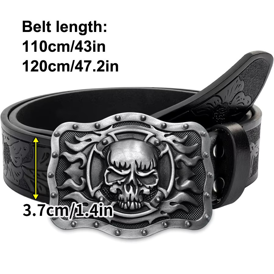 Mttzo Gürtel, Totenkopf-Flamme, Legierung, Unisex - Bild 2