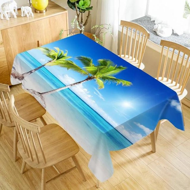 Wasserdichte und ölbeständige Tischdecke von shinehope mit Küsten-Design, rechteckig, blau gestreift, B/T: 70 x 120 cm, 100 x 140 cm oder 140 x 250 cm - Bild 1