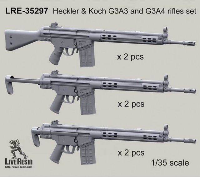MEEKLION MODEL Heckler & Koch G3A3 und G3A4 Gewehrbausatz, 6-teiliges Set - Bild 1