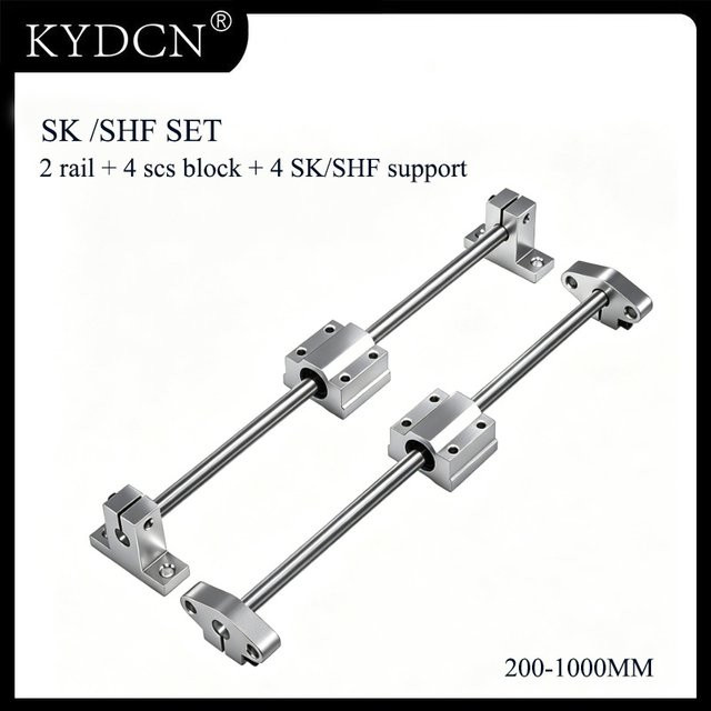 Kaiyade Lineare Zylindrische Optische Achse mit SCS-Schieber und SK-Halterung, Farbe: Silber, Durchmesser: 12 mm oder 16 mm, Länge: 200-1000 mm - Bild 1